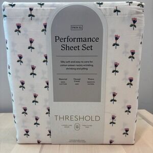 Threshold Performance Sheet Set Twin XL Tulip Toss Floral 100% cotton NEW